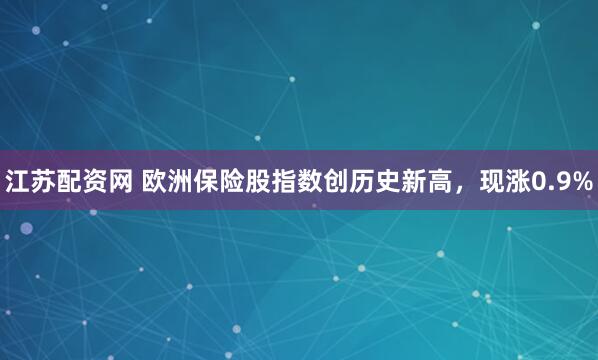 江苏配资网 欧洲保险股指数创历史新高，现涨0.9%